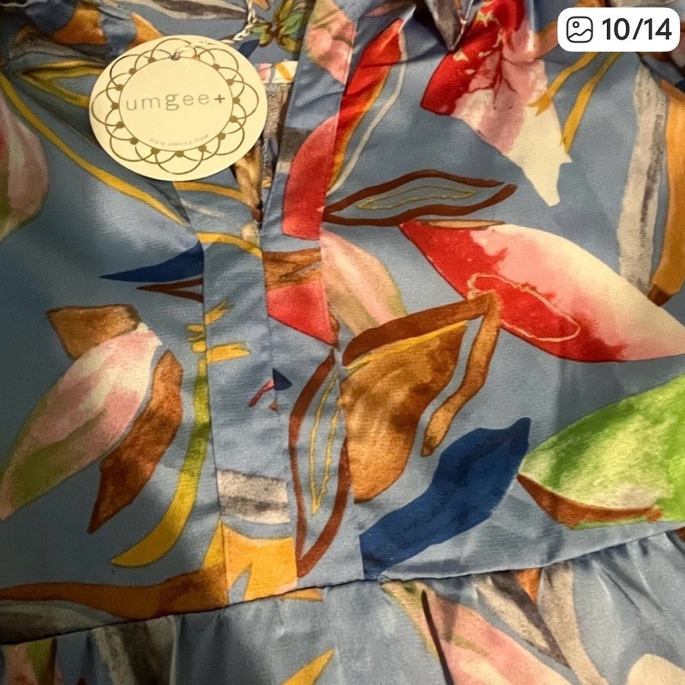 Umgee Light Blue Floral Maxi Dress with Multicolor Print Medium - Picture 10 of 11